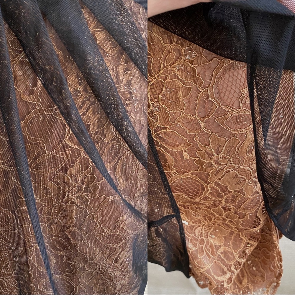 Rocker Luxe 8/10 Strapless Mesh Lace Party Midi Dress Glam Cocktail Semiformal - Picture 2 of 8